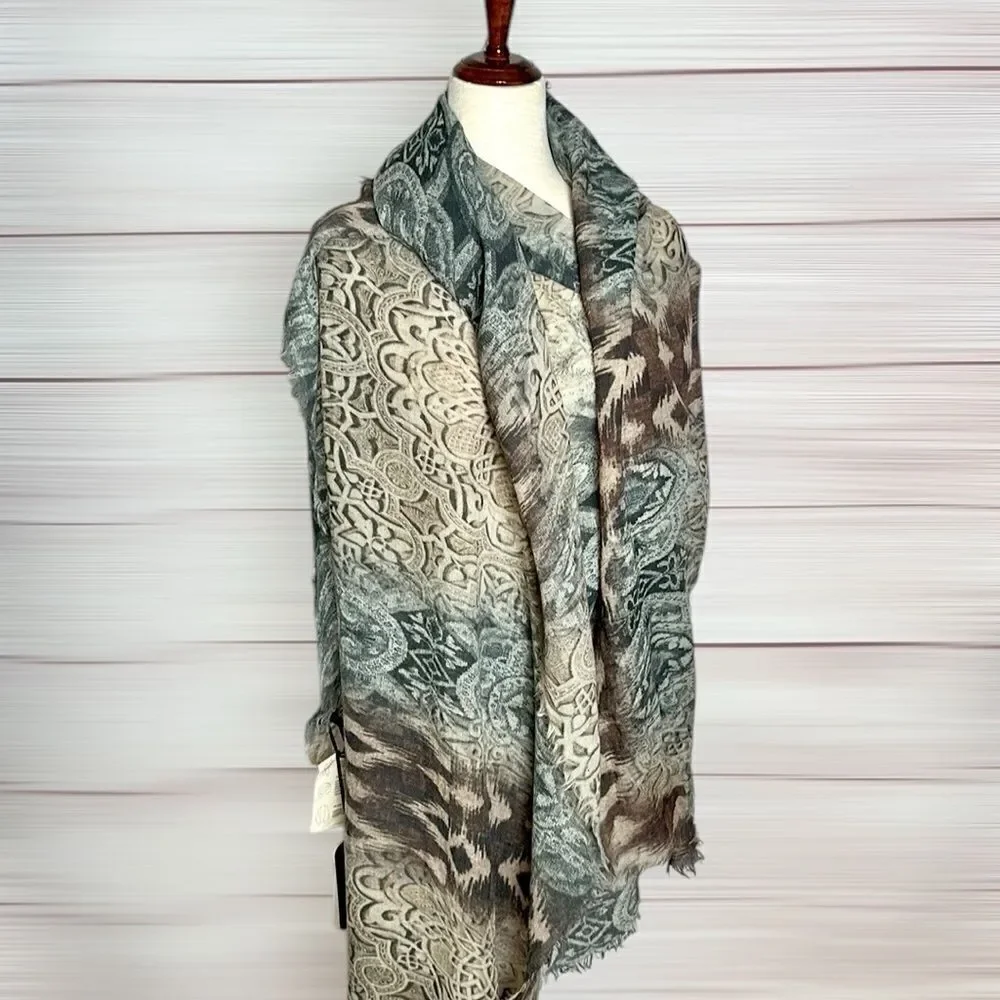 NWT Ahujasons Large Wool Shawl Wrap Scarf Lightweight Soft